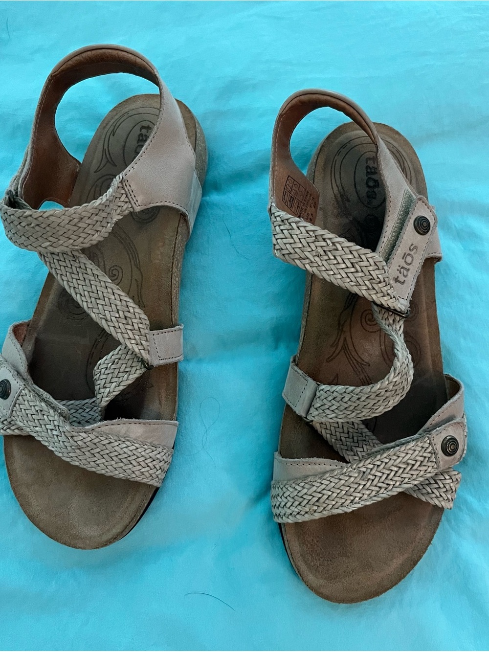 Taos Footwear Tan Braided Strap Slingback Sandals